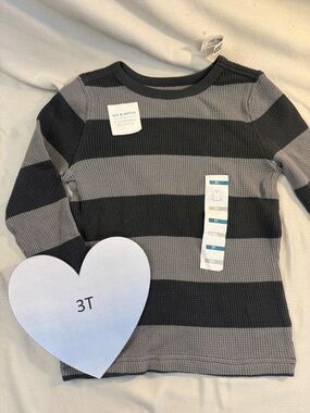 Old Navy Kids - NWT - Long Sleeve Tee - Dark Grey and Black Stripes